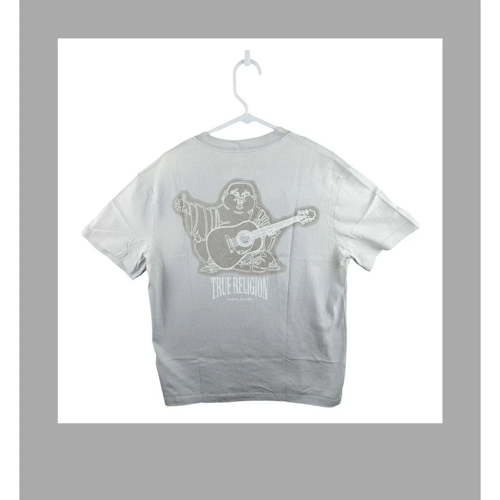 True Religion‎ Brand Jeans Mens Small T Shirt Graphic Buddha Guitar Logo Tee